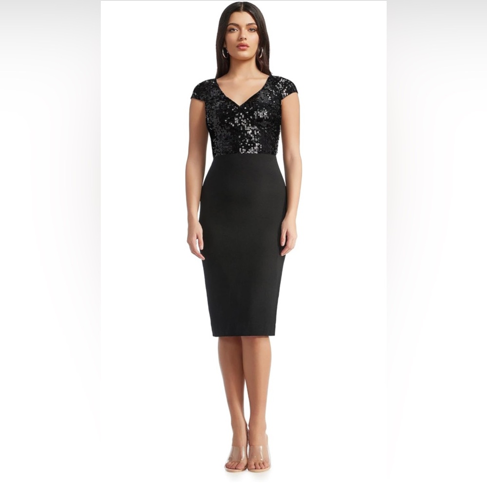 Dress the Population Black Sequin Midi Dress
